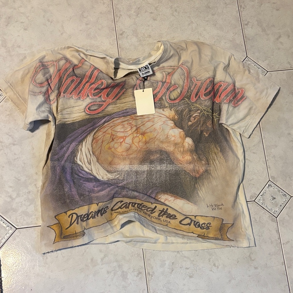 Vintage Graphic Tee - Cream and Purple